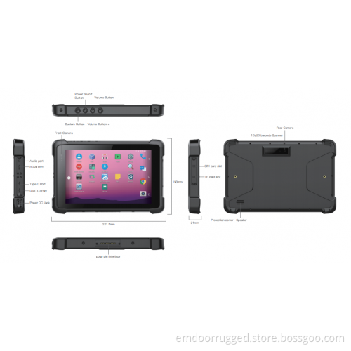 8'' Android: EM-Q81 Android 10.0 Rugged Tablet